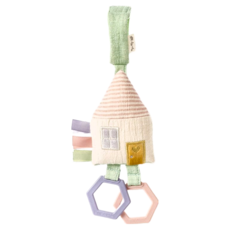 Itzy Ritzy 柔棉迷你搖鈴玩偶 多種材質表布觸覺發展 附拉環和搖鈴 魔鬼氈吊環, 童話小屋 多色, 1個