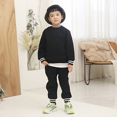 KIDSCODI 童款刷毛線條長袖運動服上下套裝