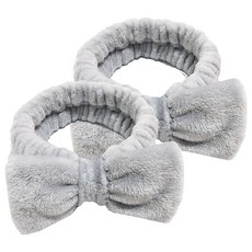 SolRoom 蝴蝶結洗臉髮帶, 灰色, 2個