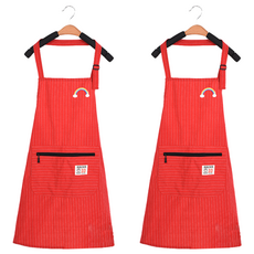 PP家居生活 拉鍊式口袋棉質圍裙, 紅色, 2個