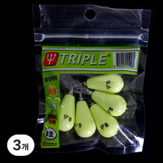 TRIPLE FISHING 水滴型夜光鉛錘, 5入, 3個