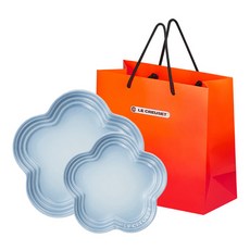 르크루제 플라워접시 2P + 쇼핑백 세트, 1세트, 접시 14cm + 접시 19cm, 코스탈블루