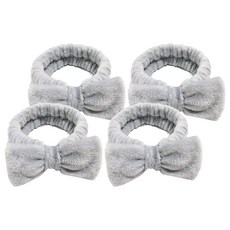 SolRoom 蝴蝶結洗臉髮帶, 灰色, 4個