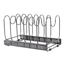 FAmILyLIFE 生活 碗盤鍋具伸縮置物架 附支架 7支 1025g, 黑色, 1個