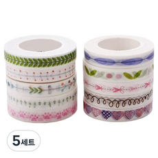 투데이리빙 디자인 마스킹 테이프 10종 세트 0.8cm x 10m CD_OST_AL065Q, 혼합색상, 5세트