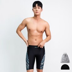 AQUATICA 男款及膝泳褲 BBF16+彈性泳帽+收納袋組