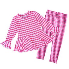 GOING KIDS 女童款格紋防曬泳衣+緊身長泳褲組