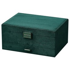 PORA BELLA 絨布首飾盒，16.5公分x11.5公分x8公分，金絲絨+珠粒絨, 綠色