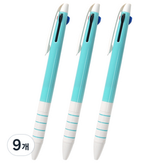 심플 3색 볼펜 0.7mm, 민트, 9개
