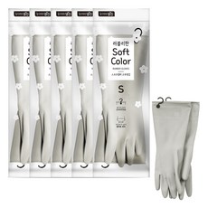 명진 소프트컬러 고무장갑, 라이트베이지, 소(S), 5세트