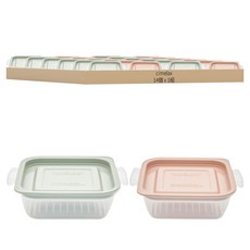 cimelax Jumbo Cookbop Mini系列 方形保鮮盒組, 綠色 400ml 7個 + 粉色 400ml 7個, 1組