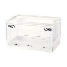 三開摺疊收納箱 50L, 大(51 x 36 x 29.5cm), 潔潔白 + 透明, 1個