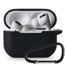 아이몰 에어팟프로 컬러 실리콘 일체형 케이스 + 카라비너 키링, 에어팟 프로, 블랙, 1개