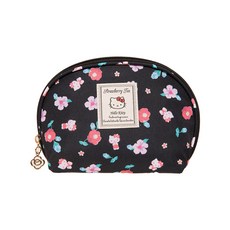Hello Kitty 凱蒂貓 花園午茶 化妝包 尺寸 底15 聚酯纖維 主隔層x1+內平口袋x4, 18 x 12 x 6cm, 黑色