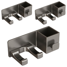 超級工廠 新款多功能吹風機架 太空鋁材質, 灰色, 3個, 浴室收納好幫手