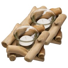 沐慕家居 原木材質燭檯 2個