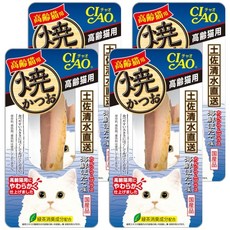 INABA CIAO 啾嚕 燒鰹魚條 高齡貓用, 海鮮干貝, 30g, 4包