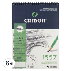 캔손 1557 스케치북 스프링제본 120g, A4, 6세트
