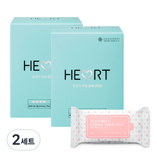 JilGyungYi 質更益 Heart夜用型蝶翼衛生棉 7片 2盒+植感私密濕紙巾 粉款 58g, 2組