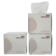 베베솜 무표백 순면 이유식 손입 콧물 티슈, 50g, 100매, 3개