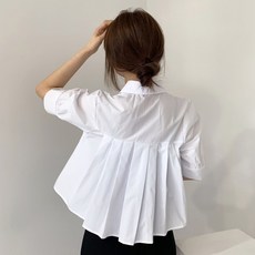 PEONIST 女款後皺褶雪紡衫襯衫