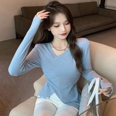 PEONIST 女性街頭不對稱長袖T恤