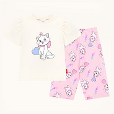 mollimelli friends 兒童透氣迪士尼富貴貓瑪麗貓粉彩愛心家居服套裝