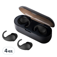 도도리치 소음방지 4중차단 귀마개 양쪽 블랙 + 케이스 세트, 4세트
