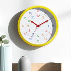 HC Basic 兒童教育用無噪音掛鐘 C型 30cm, 黃色