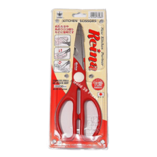 NIKKEN Reina 廚房調理剪刀 日本製造 不鏽鋼刀刃 ABS樹脂握柄, 紅色, 1支