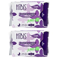 HiBIS 木槿花 草本貼身透氣夜用衛生棉 護翼型, 29.5cm, 7片, 2包