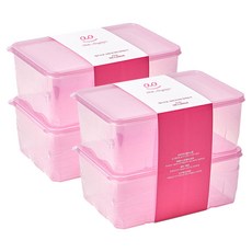 땡스소윤 냉동실 전용 밀폐용기 5호 핑크, 4개, 1300ml