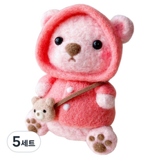 코히모 양모펠트 곰돌이 인형 만들기 DIY 세트, 5세트, 핑크
