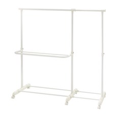ikloo 宜酷屋 單桿雙層多功能伸縮曬衣架, 白色, 1組