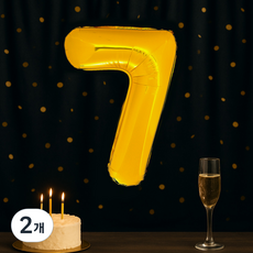 PARTYSHOW 數字銀箔氣球 大型 7, 金色, 2個