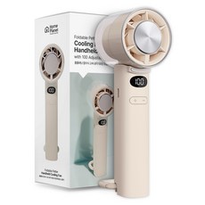 홈플래닛 100단 BLDC 급속냉각 에어컨 접이식 휴대용 선풍기 고급형 + 스트랩 증정, 베이지, E9