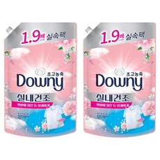 다우니 실내건조 초고농축 섬유유연제 플로럴 블로썸향 리필, 1.35L, 2개