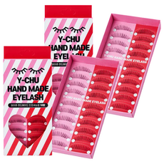 y-chu 手工大容量假睫毛 D-1 20p 套組, 黑色, 2個