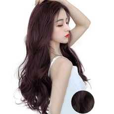 U型開口式波浪半頂假髮, 深棕色, 1個