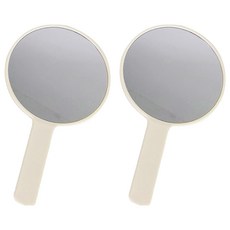 Ticker 粉彩圓形手柄鏡子 10 x 17 厘米, 乳霜, 2個