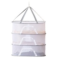 E.dot 防塵可折疊晾曬網 三層 60x40x92.5cm, 白色灰邊, 1個
