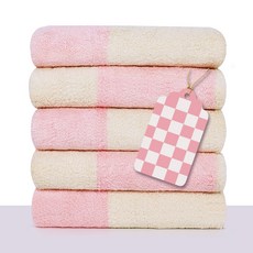Oney Story THE善良 先染磁磚圖案方形飯店毛巾 200g 40支棉紗, 5個, 灰粉色