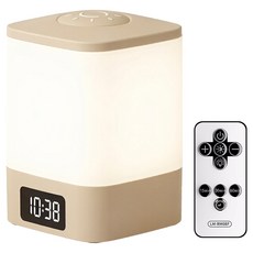 Seekis 臥室LED時鐘觸控小夜燈/充電式床頭燈/柔光氛圍燈 附遙控器, 白色