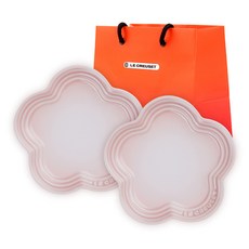 LE CREUSET 花朵盤 14cm + 購物袋, 花朵盤 2入, 貝殼粉, 2個