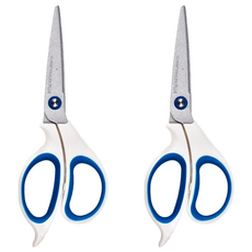 PLUS FitcutCurve 不沾膠附蓋剪刀 開箱刀二合一 雙層異材質握把 省力不易沾黏膠帶, PLUS SC-165AF, 2支