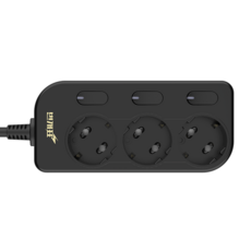 KUMHO Beongaepyo 節能型 新獨立開關延長線 3孔, 5m, 黑色, 1個