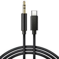 홈플래닛 C타입 AUX 3.5mm 케이블 1.2m, 35toCC01, 블랙