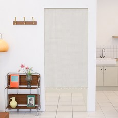 PLENO 一體式遮光窗簾 + 伸縮桿, 格紋象牙白