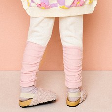 HEJMINI 女童款微笑花朵羅紋刷毛緊身褲