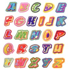 심플라인 간단 자수 열접착 패치 와펜 트로피칼 알파벳 26종 세트, 혼합색상, 1개